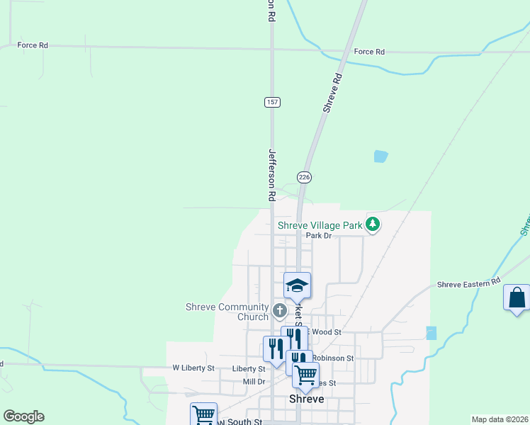 map of restaurants, bars, coffee shops, grocery stores, and more near 883 North Main Street in Shreve
