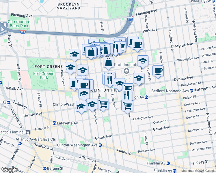 map of restaurants, bars, coffee shops, grocery stores, and more near in Brooklyn