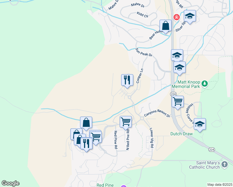 map of restaurants, bars, coffee shops, grocery stores, and more near 4070 Willow Draw Road in Park City