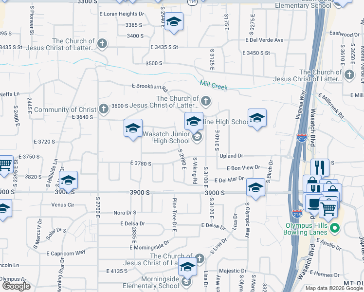 map of restaurants, bars, coffee shops, grocery stores, and more near 3733 Terrace Heights Road in Salt Lake City
