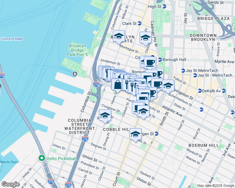 map of restaurants, bars, coffee shops, grocery stores, and more near in Brooklyn