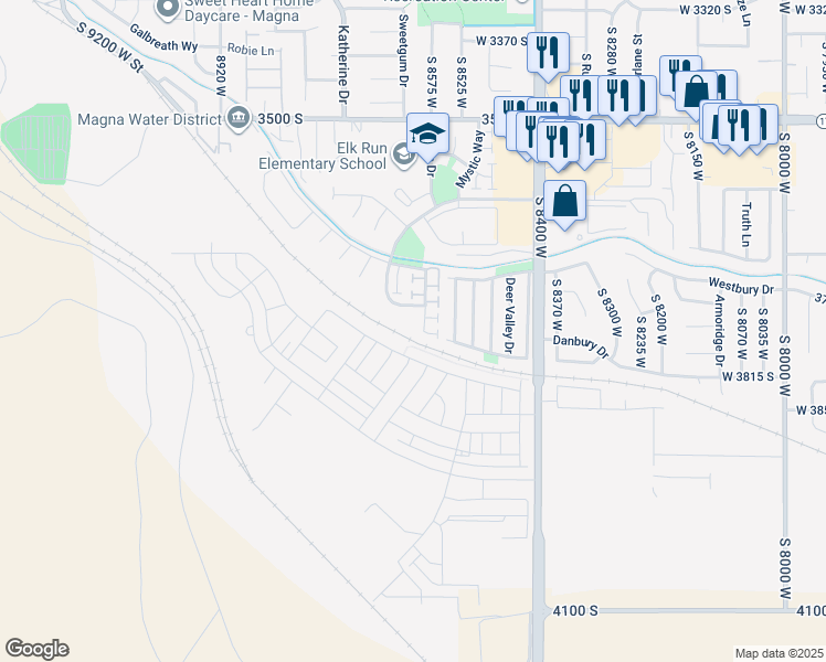 map of restaurants, bars, coffee shops, grocery stores, and more near 8591 West Bosnall Bay in Magna