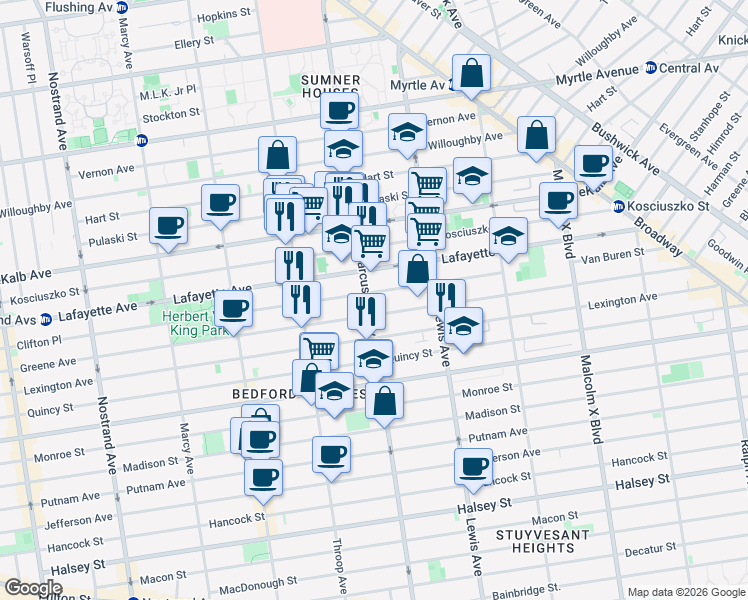 map of restaurants, bars, coffee shops, grocery stores, and more near in Brooklyn