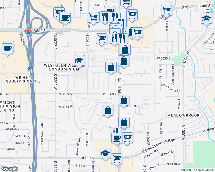 map of restaurants, bars, coffee shops, grocery stores, and more near 3770 South Redwood Road in West Valley City