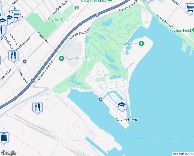 map of restaurants, bars, coffee shops, grocery stores, and more near 200 Chapel Avenue in Jersey City