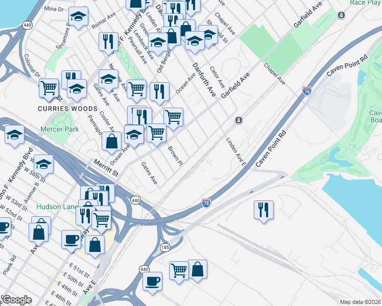 map of restaurants, bars, coffee shops, grocery stores, and more near 275 Princeton Avenue in Jersey City