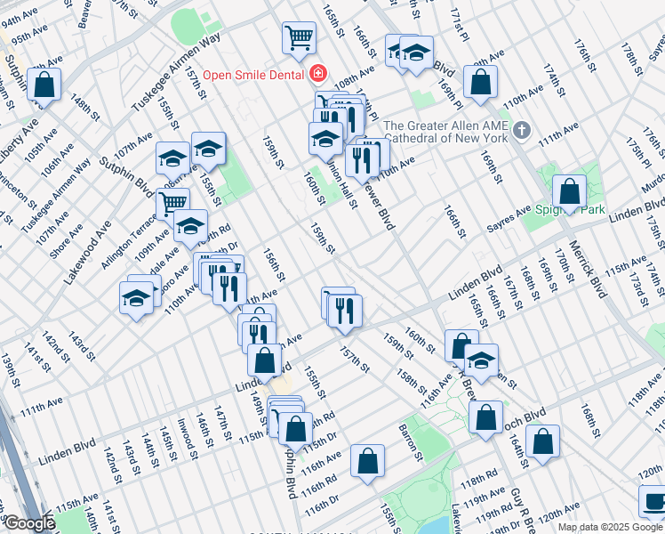 map of restaurants, bars, coffee shops, grocery stores, and more near in Queens