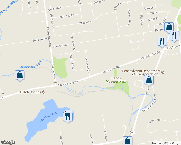 map of restaurants, bars, coffee shops, grocery stores, and more near 234 Longwood Drive in Bethlehem