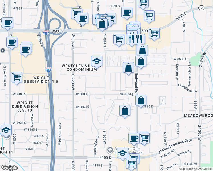 map of restaurants, bars, coffee shops, grocery stores, and more near 3759 South 1950 West in West Valley City