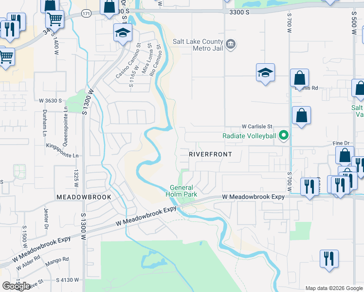 map of restaurants, bars, coffee shops, grocery stores, and more near 995 West Carlisle Park Lane in South Salt Lake