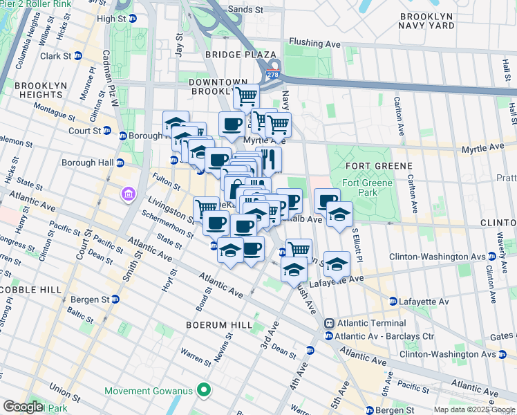 map of restaurants, bars, coffee shops, grocery stores, and more near in Brooklyn