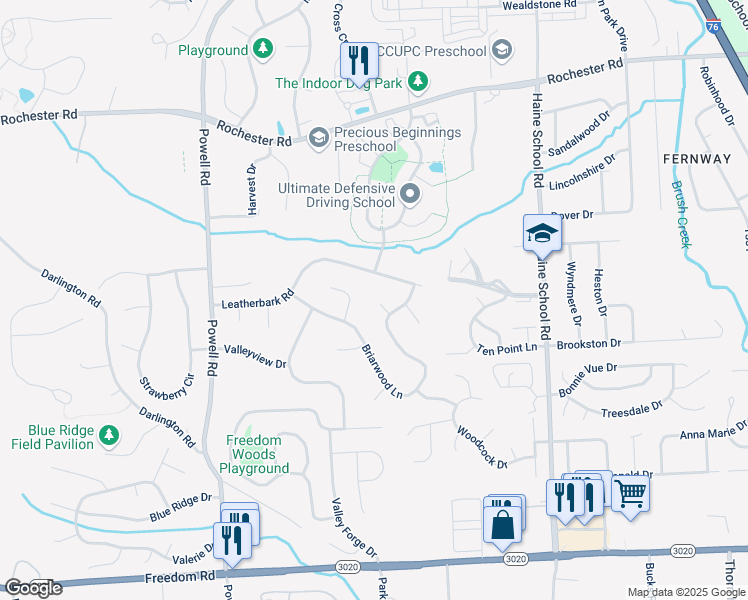 map of restaurants, bars, coffee shops, grocery stores, and more near 506 Rywood Court in Cranberry Township