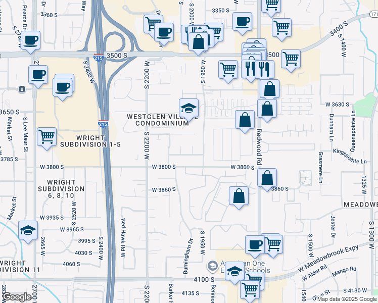 map of restaurants, bars, coffee shops, grocery stores, and more near 2010 Apple Farms Road in West Valley City