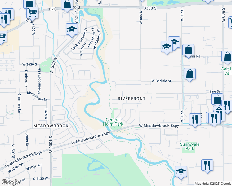 map of restaurants, bars, coffee shops, grocery stores, and more near 993 Spruce Willow Way in South Salt Lake
