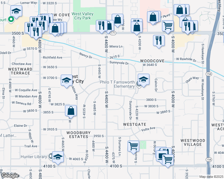 map of restaurants, bars, coffee shops, grocery stores, and more near in Salt Lake City