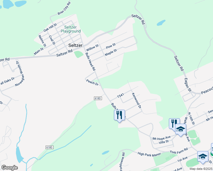 map of restaurants, bars, coffee shops, grocery stores, and more near 188 Bulls Head Road in Pottsville