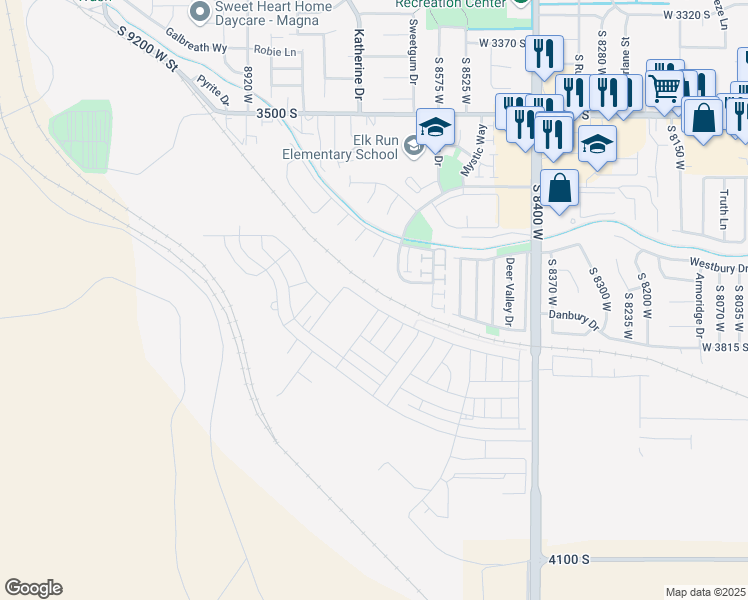map of restaurants, bars, coffee shops, grocery stores, and more near 8692 West Beckville Drive in Magna