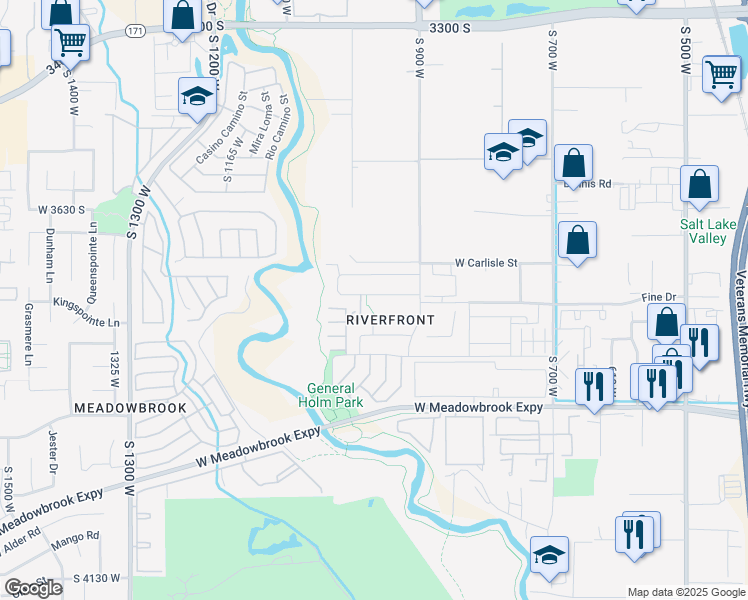 map of restaurants, bars, coffee shops, grocery stores, and more near 983 Spruce Willow Way in South Salt Lake