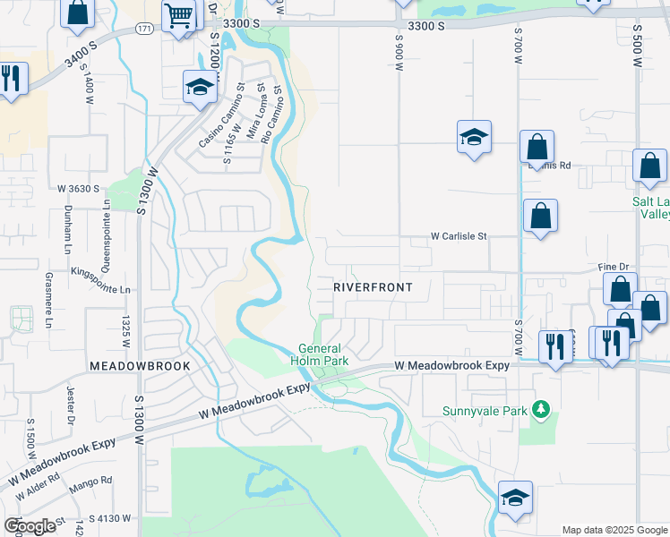 map of restaurants, bars, coffee shops, grocery stores, and more near 983 Spruce Willow Way in South Salt Lake