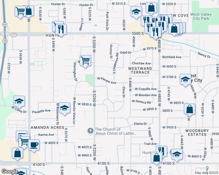 map of restaurants, bars, coffee shops, grocery stores, and more near 5050 West 3755 South in West Valley City
