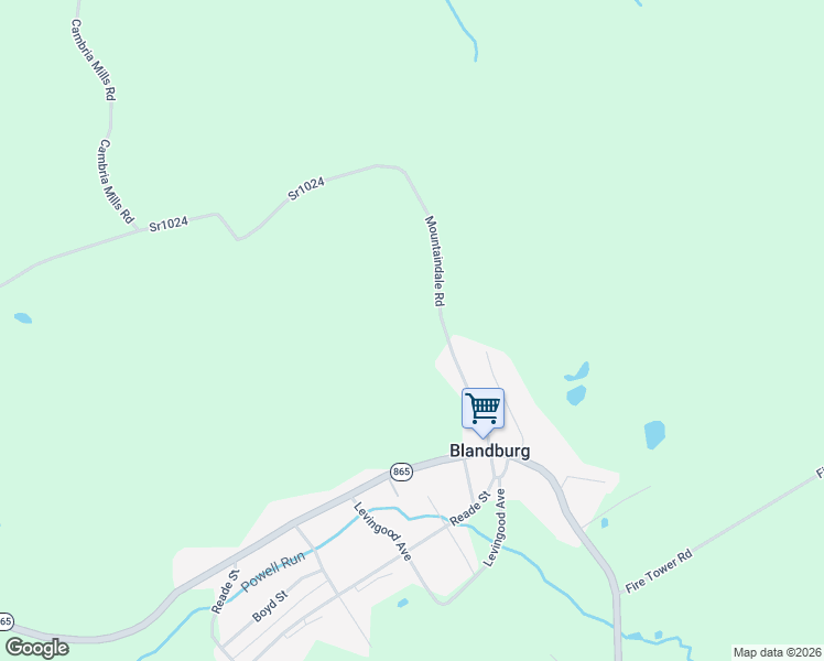 map of restaurants, bars, coffee shops, grocery stores, and more near 1202 Mountaindale Road in Cambria