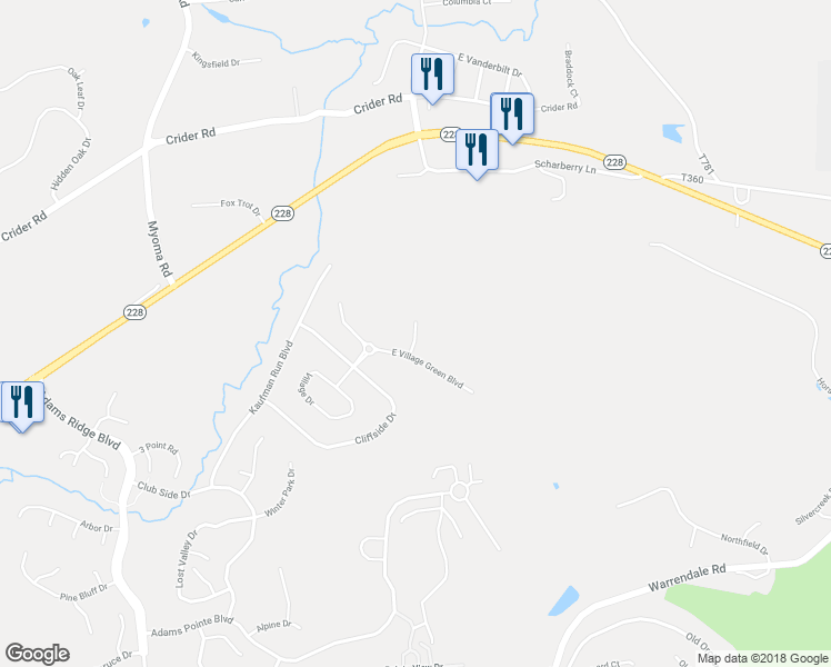 map of restaurants, bars, coffee shops, grocery stores, and more near 710 Bush Drive in Mars