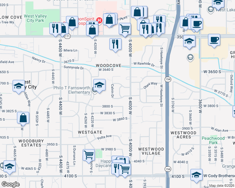 map of restaurants, bars, coffee shops, grocery stores, and more near 3744 Oberlin Road in Salt Lake City