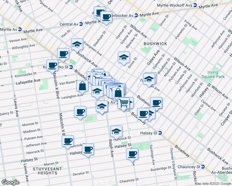 map of restaurants, bars, coffee shops, grocery stores, and more near in Brooklyn