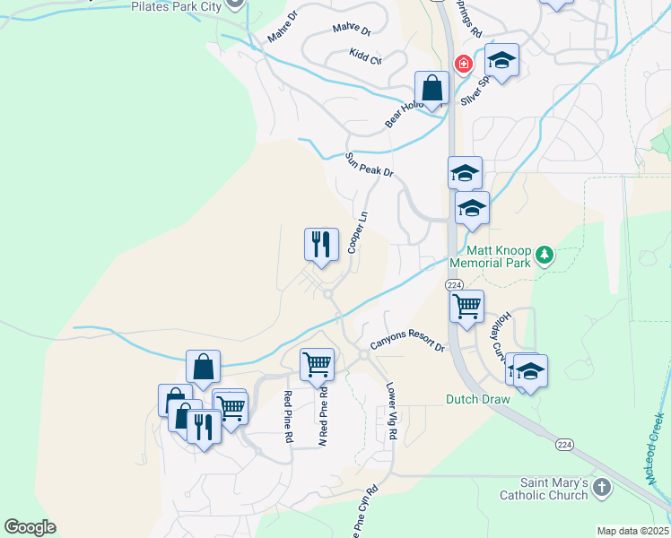 map of restaurants, bars, coffee shops, grocery stores, and more near 2100 Frostwood Boulevard in Park City