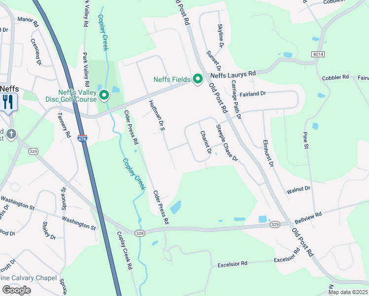 map of restaurants, bars, coffee shops, grocery stores, and more near 5301 Kendall Drive in Schnecksville
