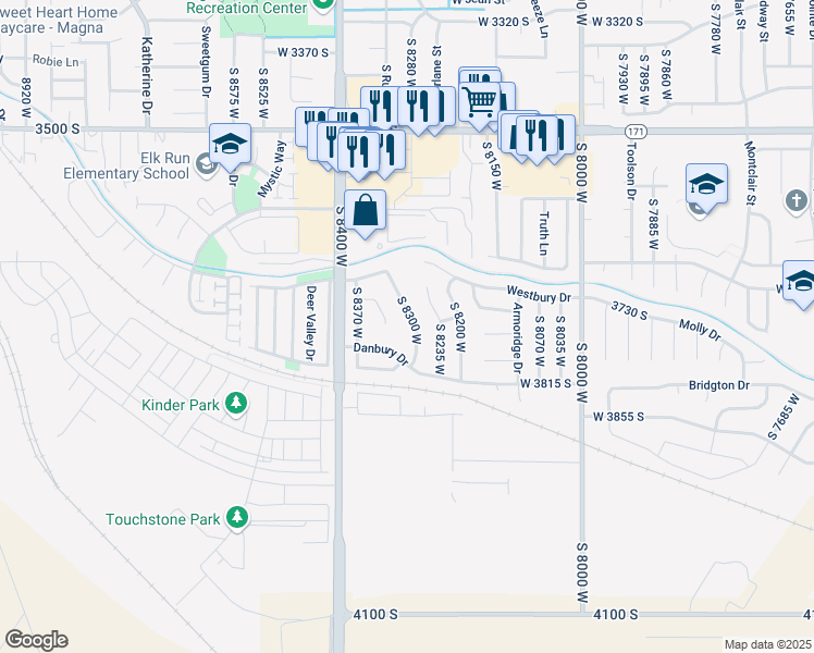 map of restaurants, bars, coffee shops, grocery stores, and more near 3730 South 8300 West in Magna