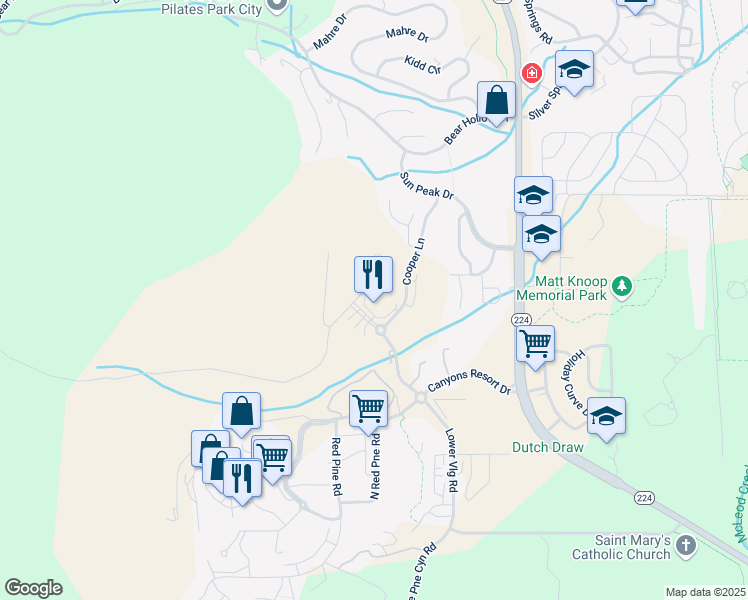 map of restaurants, bars, coffee shops, grocery stores, and more near 2100 Frostwood Drive in Park City