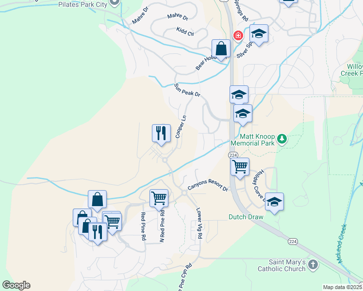 map of restaurants, bars, coffee shops, grocery stores, and more near 4134 Cooper Lane in Park City