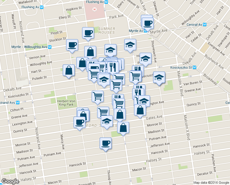 map of restaurants, bars, coffee shops, grocery stores, and more near in Brooklyn