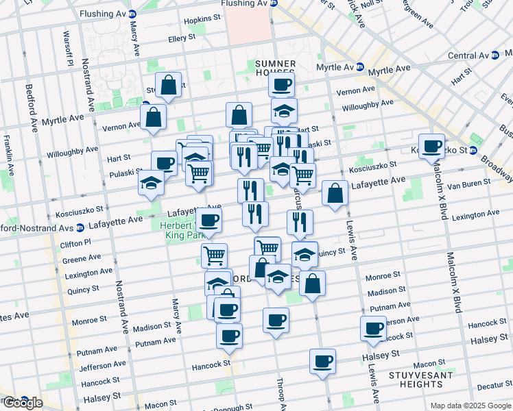 map of restaurants, bars, coffee shops, grocery stores, and more near in Brooklyn