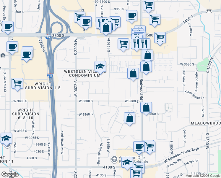map of restaurants, bars, coffee shops, grocery stores, and more near 3749 South 1950 West in West Valley City