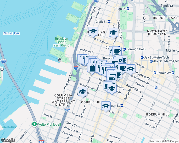 map of restaurants, bars, coffee shops, grocery stores, and more near in Brooklyn
