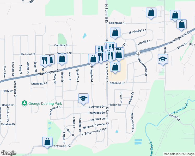 map of restaurants, bars, coffee shops, grocery stores, and more near 124 Argo St in Washington