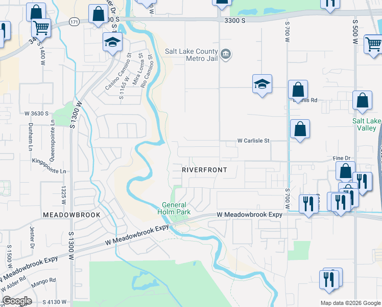 map of restaurants, bars, coffee shops, grocery stores, and more near 983 Spruce Willow Way in South Salt Lake