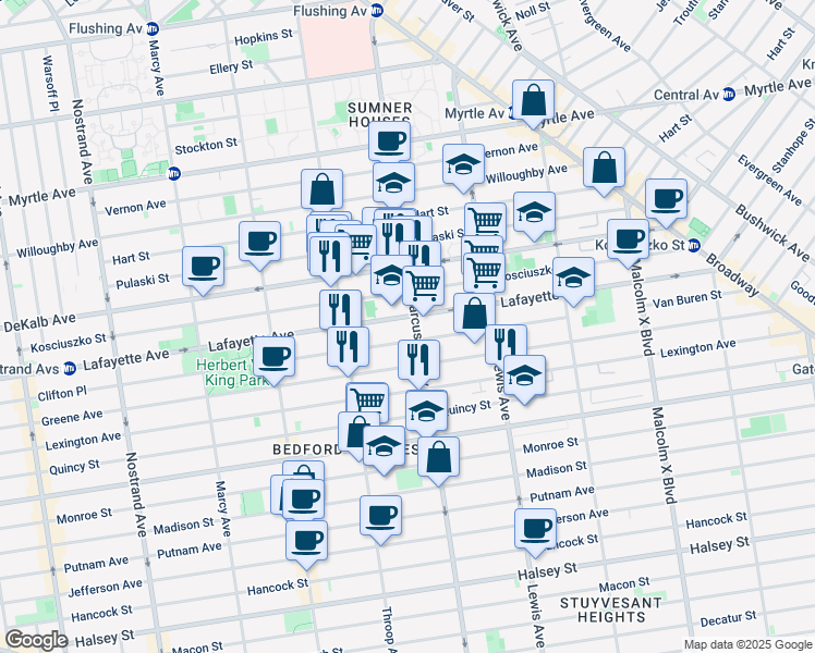 map of restaurants, bars, coffee shops, grocery stores, and more near in Brooklyn