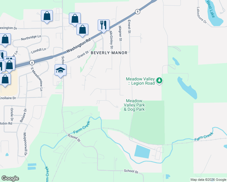 map of restaurants, bars, coffee shops, grocery stores, and more near 503 Velma St in Washington