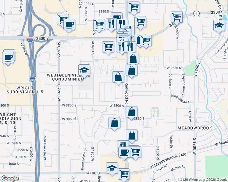 map of restaurants, bars, coffee shops, grocery stores, and more near 3770 South Redwood Road in West Valley City