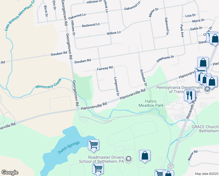 map of restaurants, bars, coffee shops, grocery stores, and more near 4628 Stafford Avenue in Bethlehem