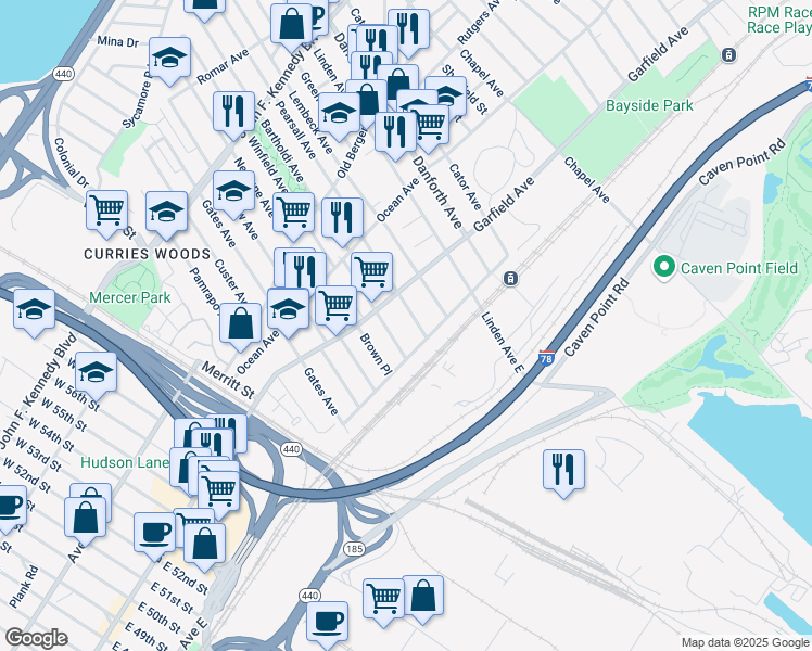map of restaurants, bars, coffee shops, grocery stores, and more near 275 Princeton Avenue in Jersey City