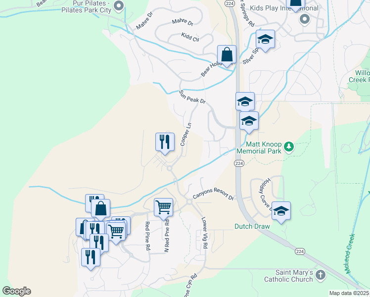 map of restaurants, bars, coffee shops, grocery stores, and more near 4134 Cooper Lane in Park City
