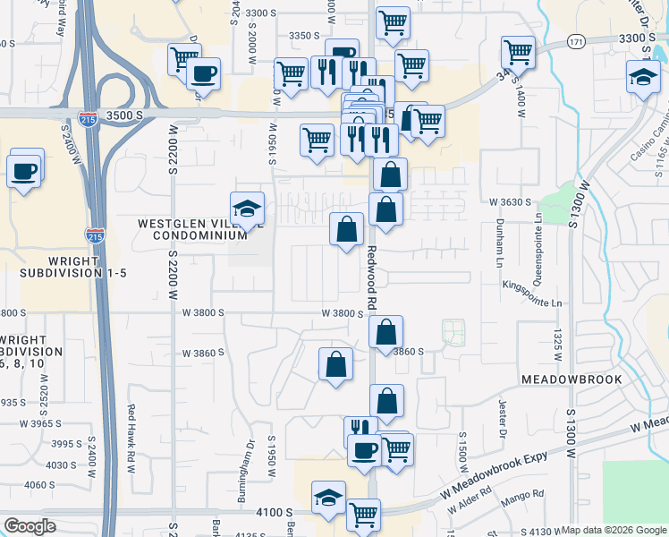 map of restaurants, bars, coffee shops, grocery stores, and more near 3770 South Redwood Road in West Valley City