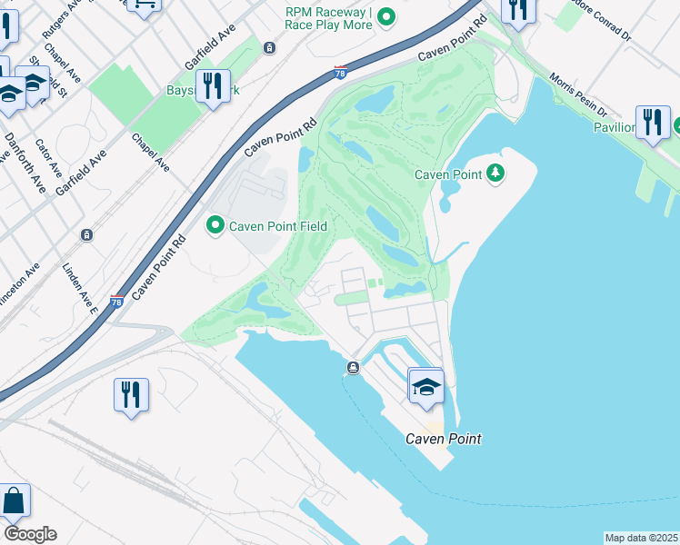 map of restaurants, bars, coffee shops, grocery stores, and more near 200 Chapel Avenue in Jersey City