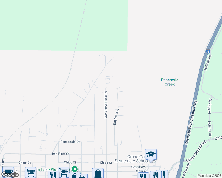 map of restaurants, bars, coffee shops, grocery stores, and more near 657 Mussel Shoals Avenue in Shasta Lake