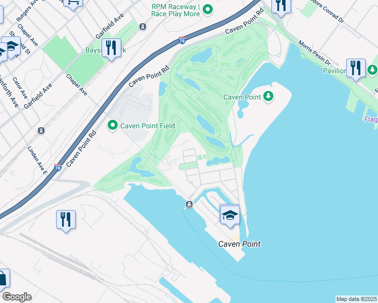 map of restaurants, bars, coffee shops, grocery stores, and more near 30 Freedom Way in Jersey City