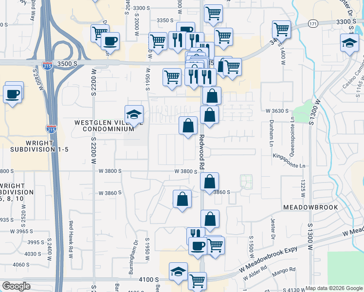 map of restaurants, bars, coffee shops, grocery stores, and more near 3770 South Redwood Road in West Valley City